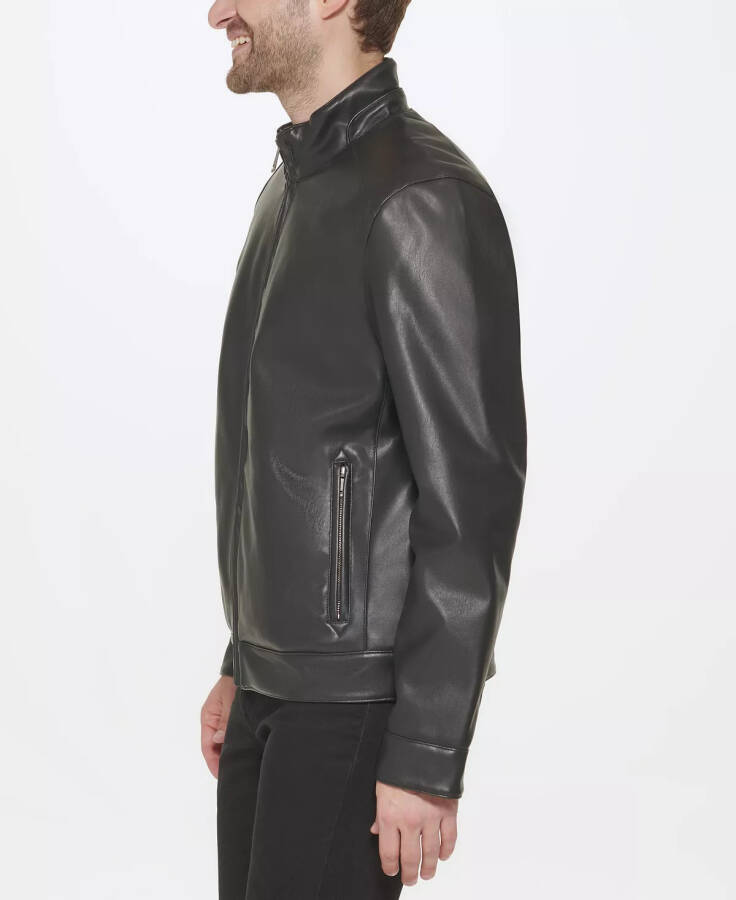 Men's Faux-Leather Motto Jacket Black - 5