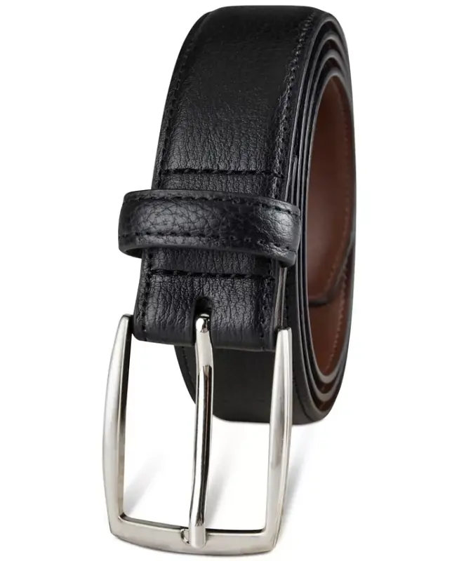 Men's Faux Leather Pebble Grain Stretch Belt, Created for Modazone - 2