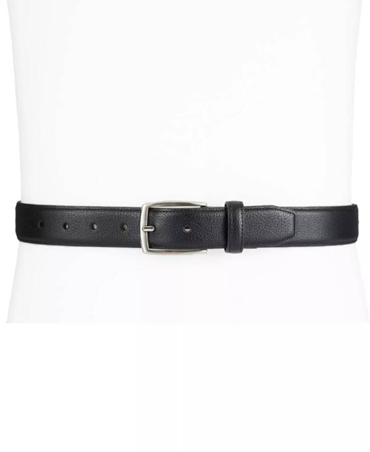 Men's Faux Leather Pebble Grain Stretch Belt, Created for Modazone Black - 11