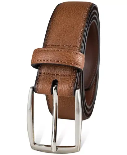 Men's Faux Leather Pebble Grain Stretch Belt, Created for Modazone-Tan - 2