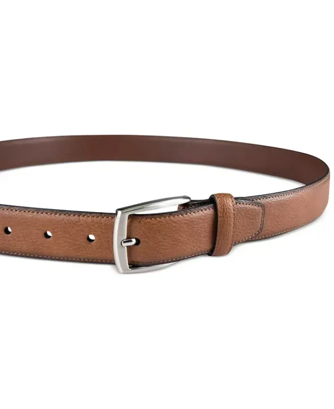 Men's Faux Leather Pebble Grain Stretch Belt, Created for Modazone-Tan - 3