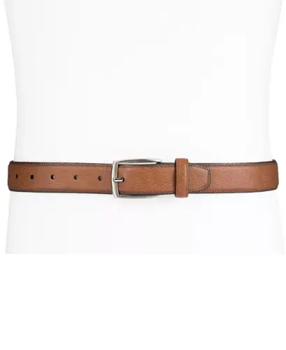 Men's Faux Leather Pebble Grain Stretch Belt, Created for Modazone-Tan - 5