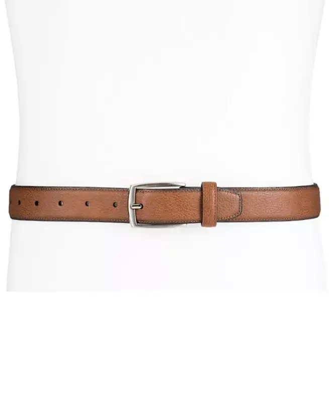 Men's Faux Leather Pebble Grain Stretch Belt, Created for Modazone-Tan - 5
