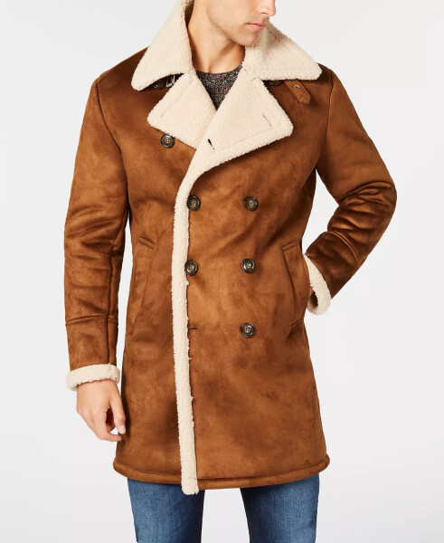 Men's Faux-Shearling Overcoat Cognac - 1