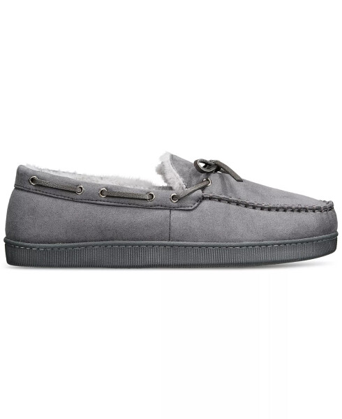 Men's Faux-Suede Moccasin Slippers with Faux-Fur Lining, Created for Modazone Grey - 7