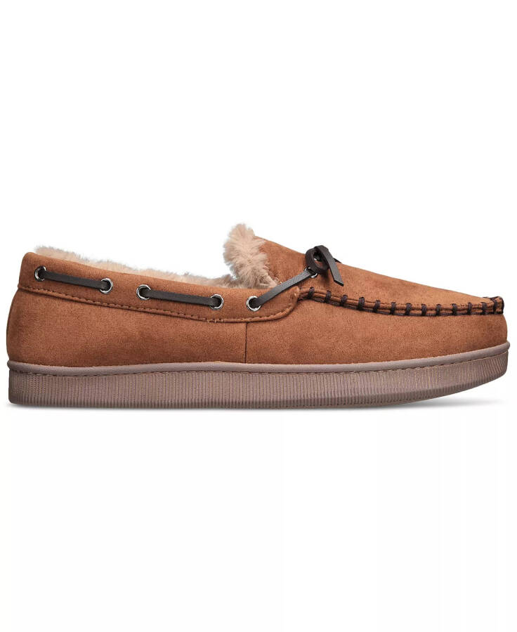 Men's Faux-Suede Moccasin Slippers with Faux-Fur Lining, Created for Modazone Tan - 7