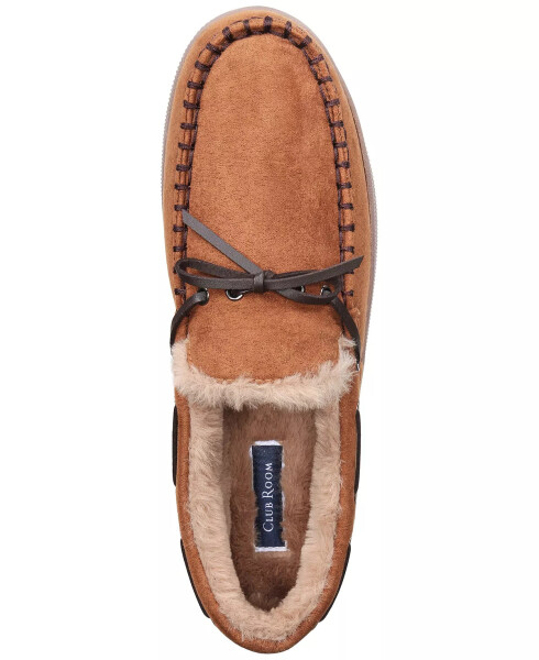 Men's Faux-Suede Moccasin Slippers with Faux-Fur Lining, Created for Modazone Tan - 10