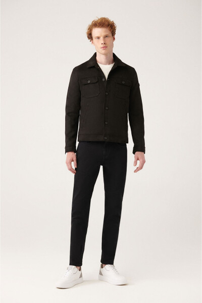Men's Faux Suede Quilted Jacket - 10