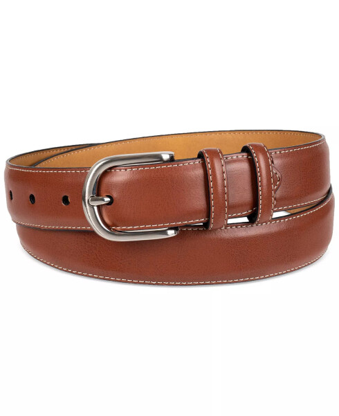 Men's Feather-Edge Double Loop Dress Belt, Created for Modazone Cognac - 9