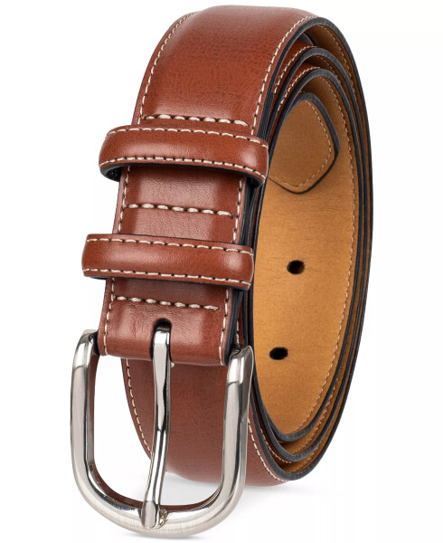 Men's Feather-Edge Double Loop Dress Belt, Created for Modazone Cognac - 10