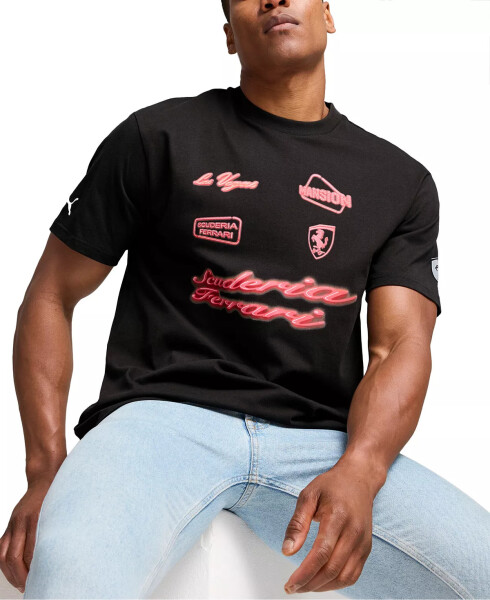 Men's Ferrari Neon Race Relaxed-Fit Logo Graphic T-Shirt Black - 1