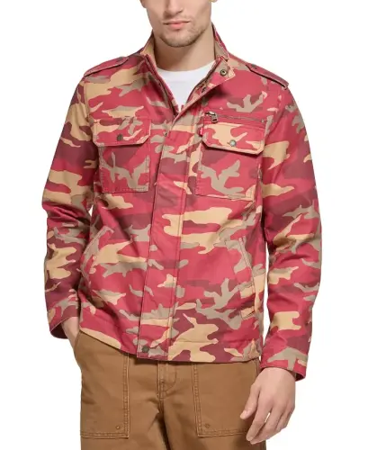 Men's Field Jacket-Red Khaki Camo 