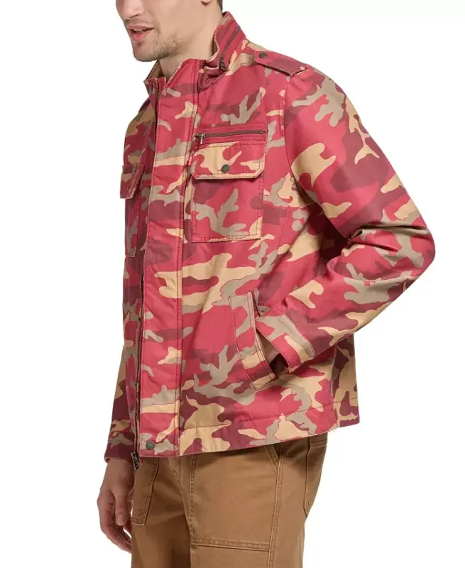 Men's Field Jacket-Red Khaki Camo - 2