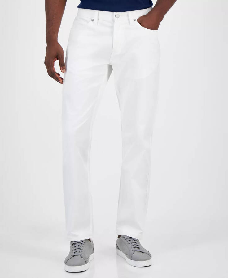 Men's Five-Pocket Straight-Fit Twill Pants, Created for Modazone Bright White - 1