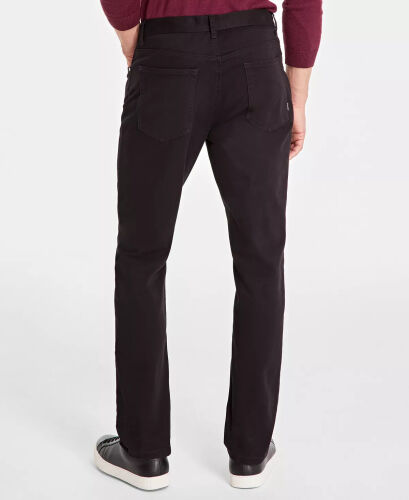 Men's Five-Pocket Straight-Fit Twill Pants, Created for Modazone-Deep Black - 2