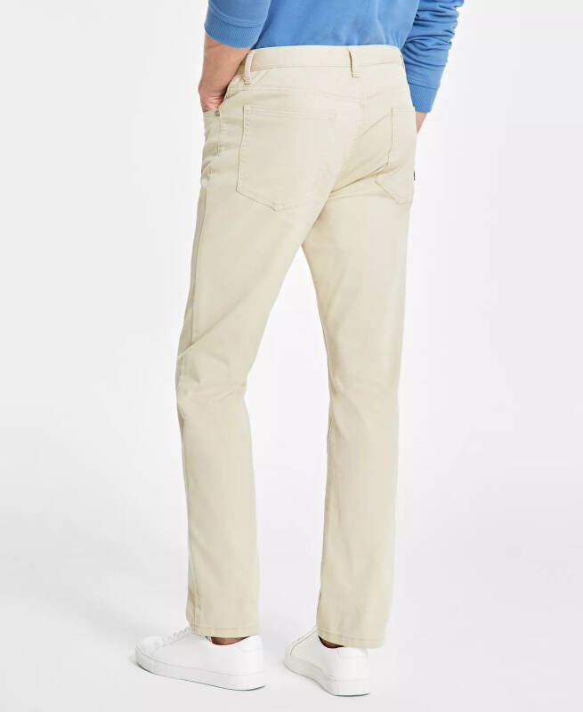 Men's Five-Pocket Straight-Fit Twill Pants, Created for Modazone -Pale Khaki - 2