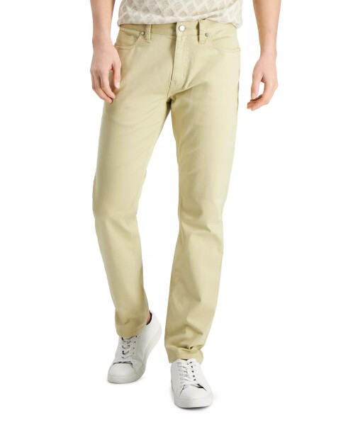 Men's Five-Pocket Straight-Fit Twill Pants, Created for Modazone Pale Khaki - 4