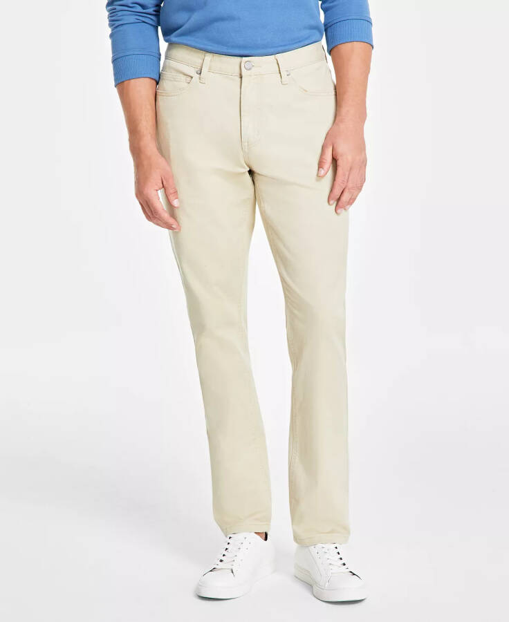 Men's Five-Pocket Straight-Fit Twill Pants, Created for Modazone Pale Khaki - 1