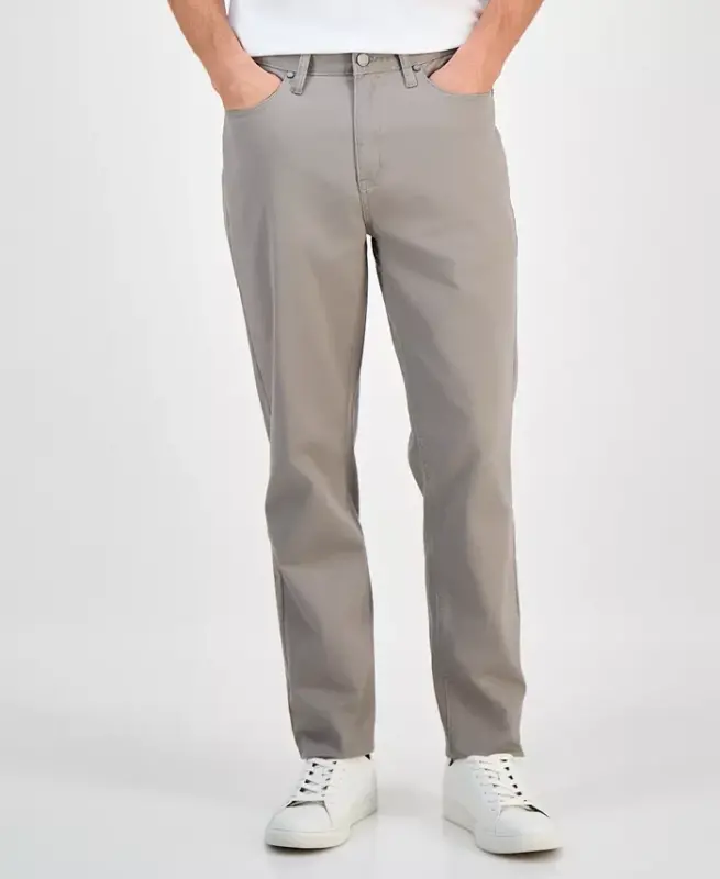 Men's Five-Pocket Straight-Fit Twill Pants, Created for Modazone-Wallstreet Grey - ALFANI