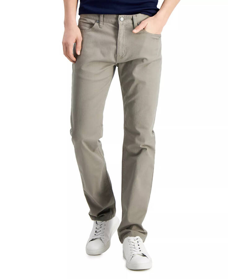 Men's Five-Pocket Straight-Fit Twill Pants, Created for Modazone Wallstreet Grey - 4