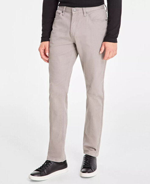 Men's Five-Pocket Straight-Fit Twill Pants, Created for Modazone Wallstreet Grey - 1