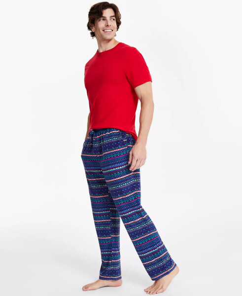 Men's Fleece Pajama Pants, Created for Modazone Navy Striped - 10