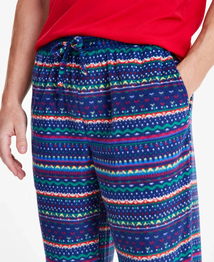 Men's Fleece Pajama Pants, Created for Modazone Navy Striped - 11