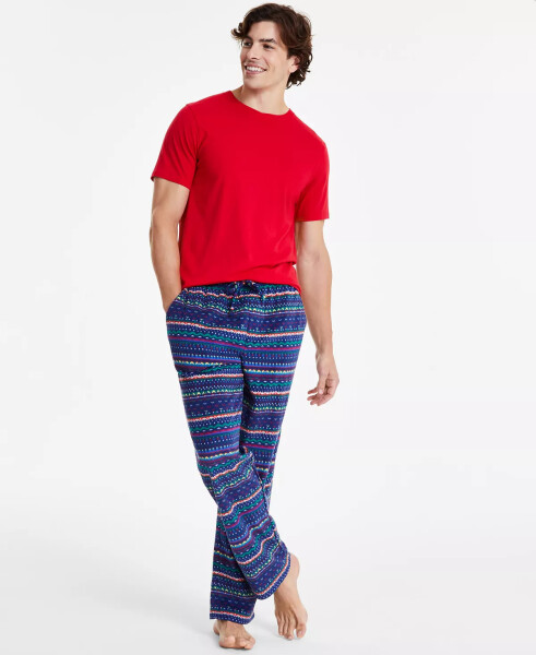 Men's Fleece Pajama Pants, Created for Modazone Navy Striped - 12