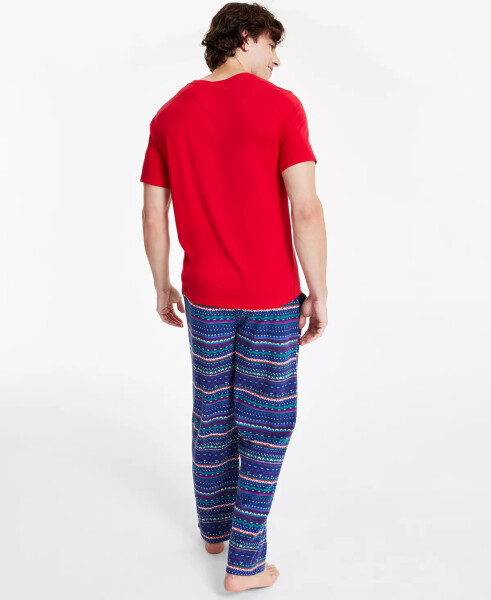 Men's Fleece Pajama Pants, Created for Modazone Navy Striped - 13