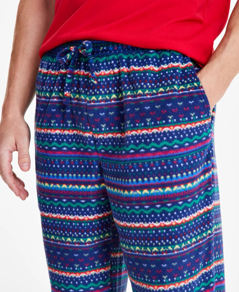 Men's Fleece Pajama Pants, Created for Modazone Navy Striped - 4