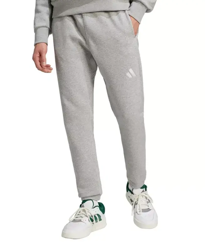 Men's Fleece Tapered Pants-Gray heather, Black - 5