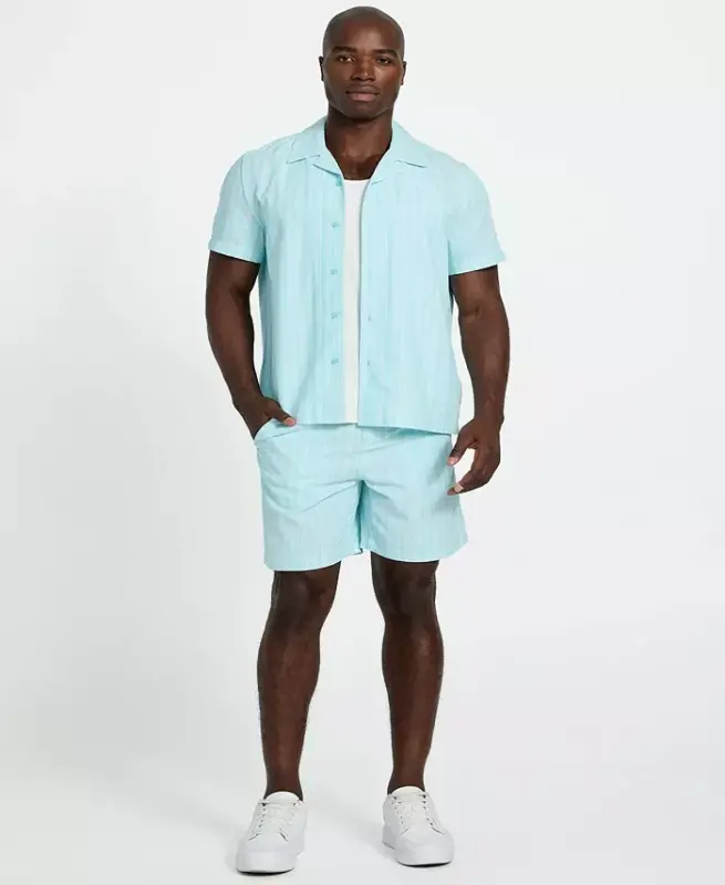 Men's Fletcher Short-Sleeve Button-Front Camp Shirt - Dazzle Aqua - 2