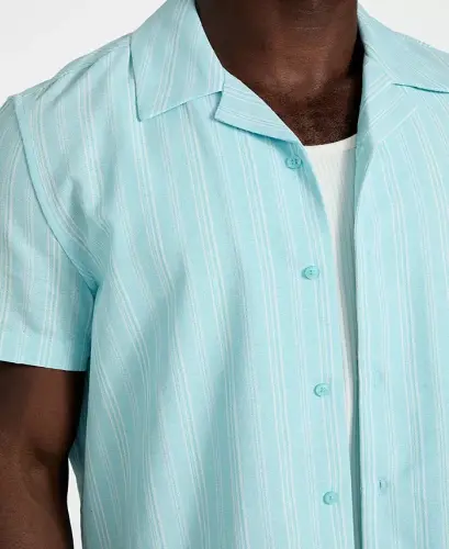 Men's Fletcher Short-Sleeve Button-Front Camp Shirt - Dazzle Aqua - 3