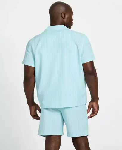 Men's Fletcher Short-Sleeve Button-Front Camp Shirt - Dazzle Aqua - 4