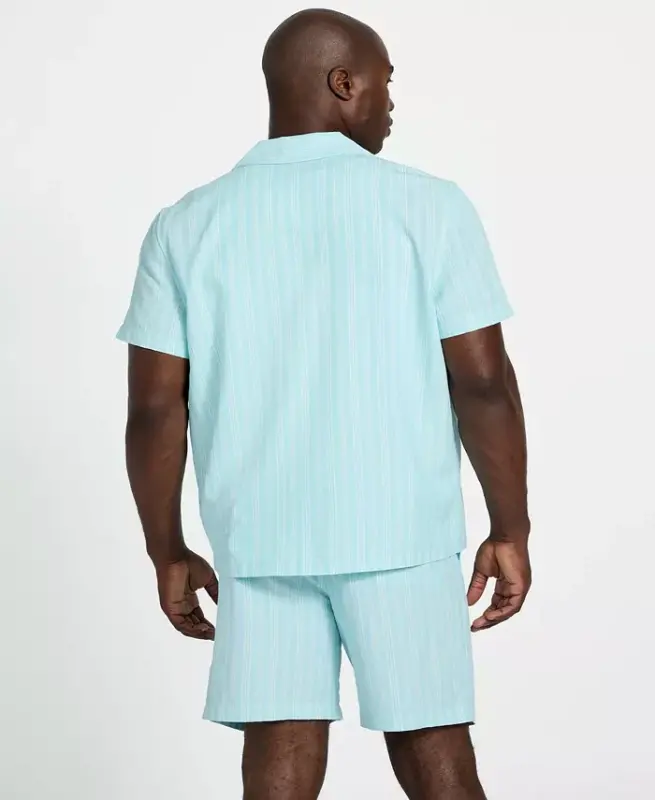 Men's Fletcher Short-Sleeve Button-Front Camp Shirt - Dazzle Aqua - 4