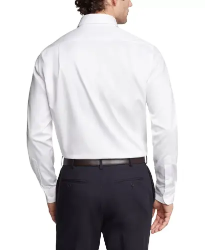 Men's Flex Slim Fit Stretch Twill Dress Shirt-White - 5