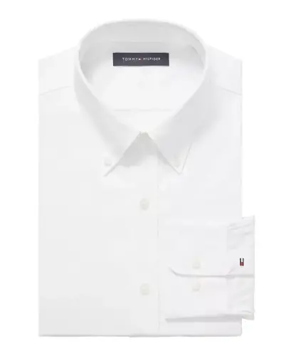 Men's Flex Slim Fit Stretch Twill Dress Shirt-White - 3