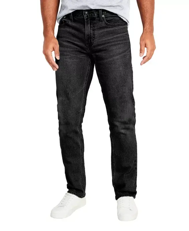 Men's Flex Stretch Slim Straight Jeans-Black - BLU ROCK