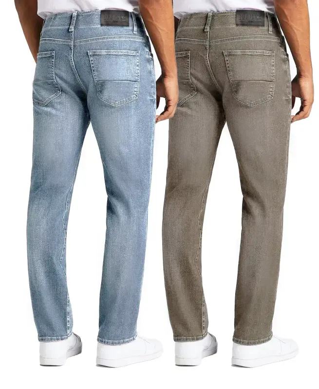 Men's Flex Stretch Slim Straight Jeans, Pack of 2-Light Blue, Gray - 11