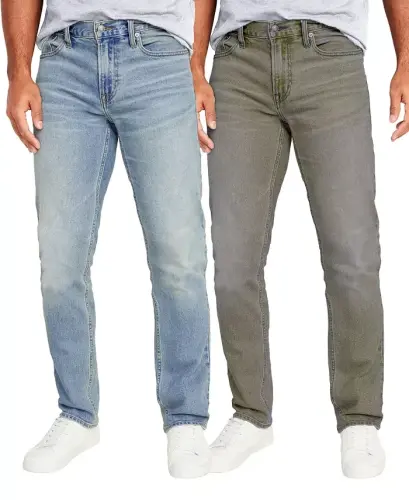 Men's Flex Stretch Slim Straight Jinslar, 2 dona o'ram - Och ko'k, kulrang 
