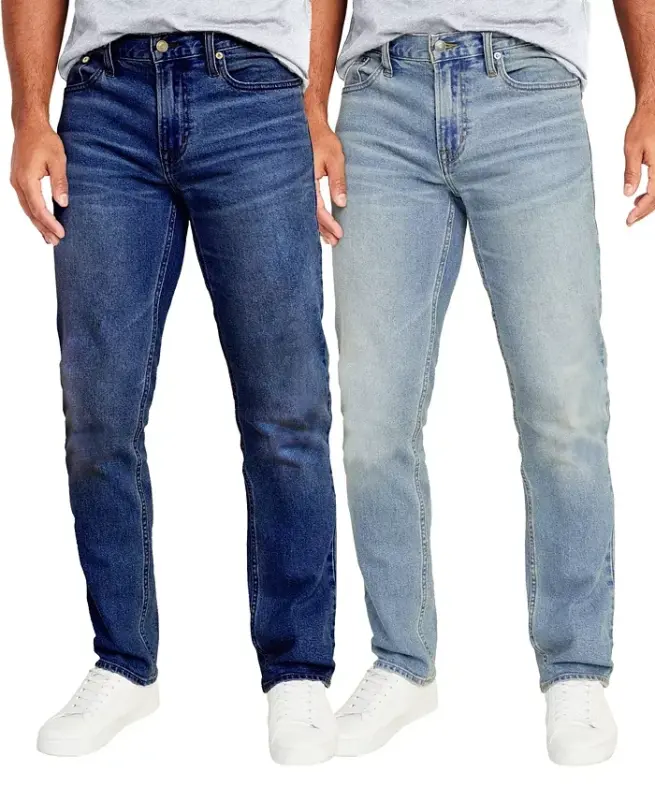 Men's Flex Stretch Slim Straight Jinslar, 2 dona to'plam - BLU ROCK