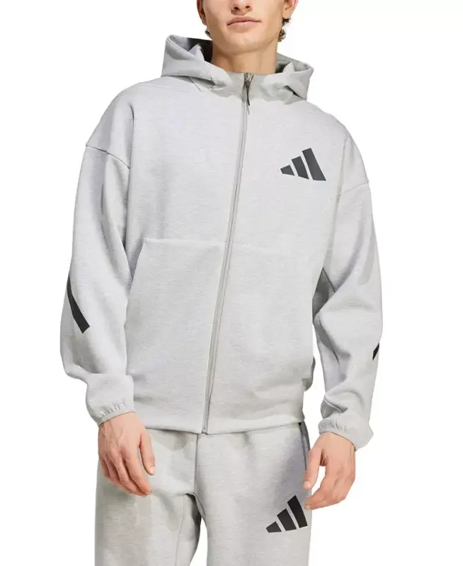 Men's Full Zip Hooded Sweatshirt-Gray heather - 5