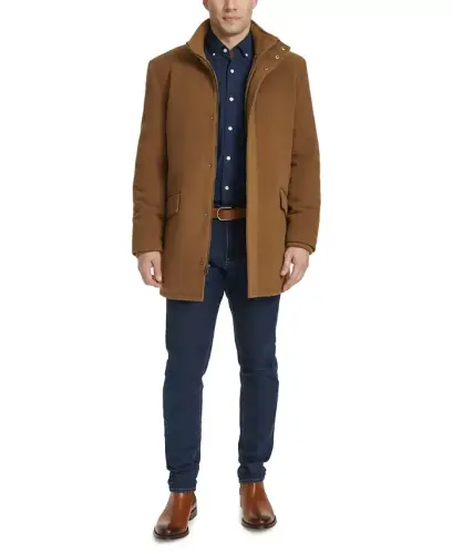 Men's Full-Zip Stand-Collar Car Coat - Camel - COLE HAAN (1)