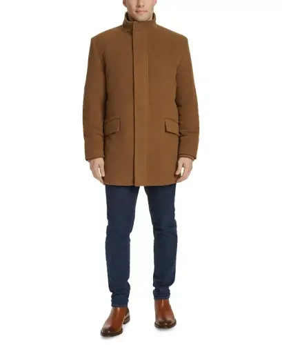 Men's Full-Zip Stand-Collar Car Coat - Camel - 3