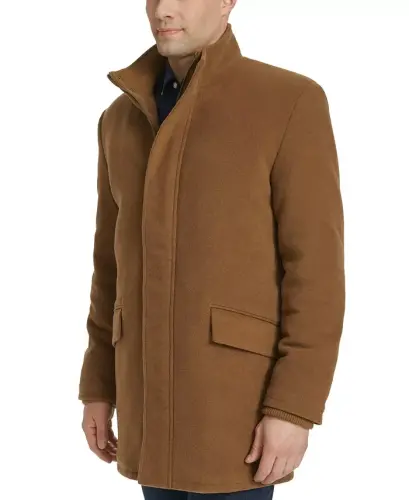 Men's Full-Zip Stand-Collar Car Coat - Camel - 4