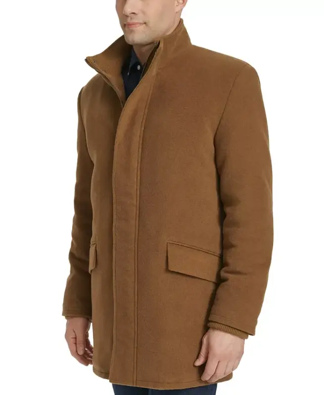 Men's Full-Zip Stand-Collar Car Coat - Camel - 4