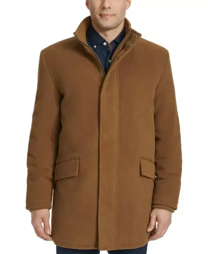 Men's Full-Zip Stand-Collar Car Coat - Camel 