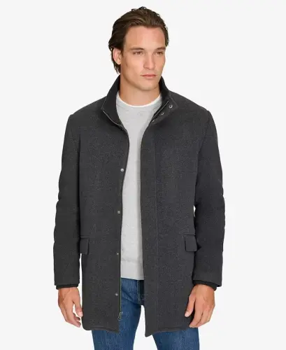 Men's Full-Zip Stand-Collar Car Coat - Charcoal - 1