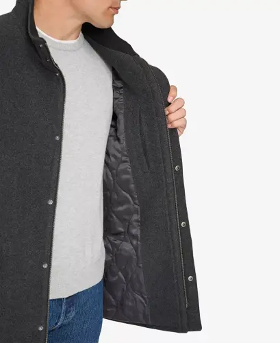 Men's Full-Zip Stand-Collar Car Coat - Charcoal - 5