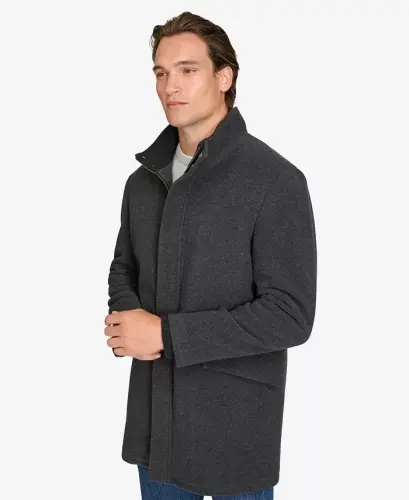 Men's Full-Zip Stand-Collar Car Coat - Charcoal - 6